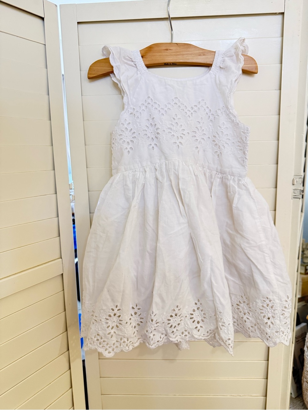 GAP White Eyelet Cotton Kids Dress - Classic Summer Style 4